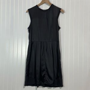 Proenza Schouler‎ Black Silk Sleeveless Drop Waist Dress Sz 8 Minimalist Classic